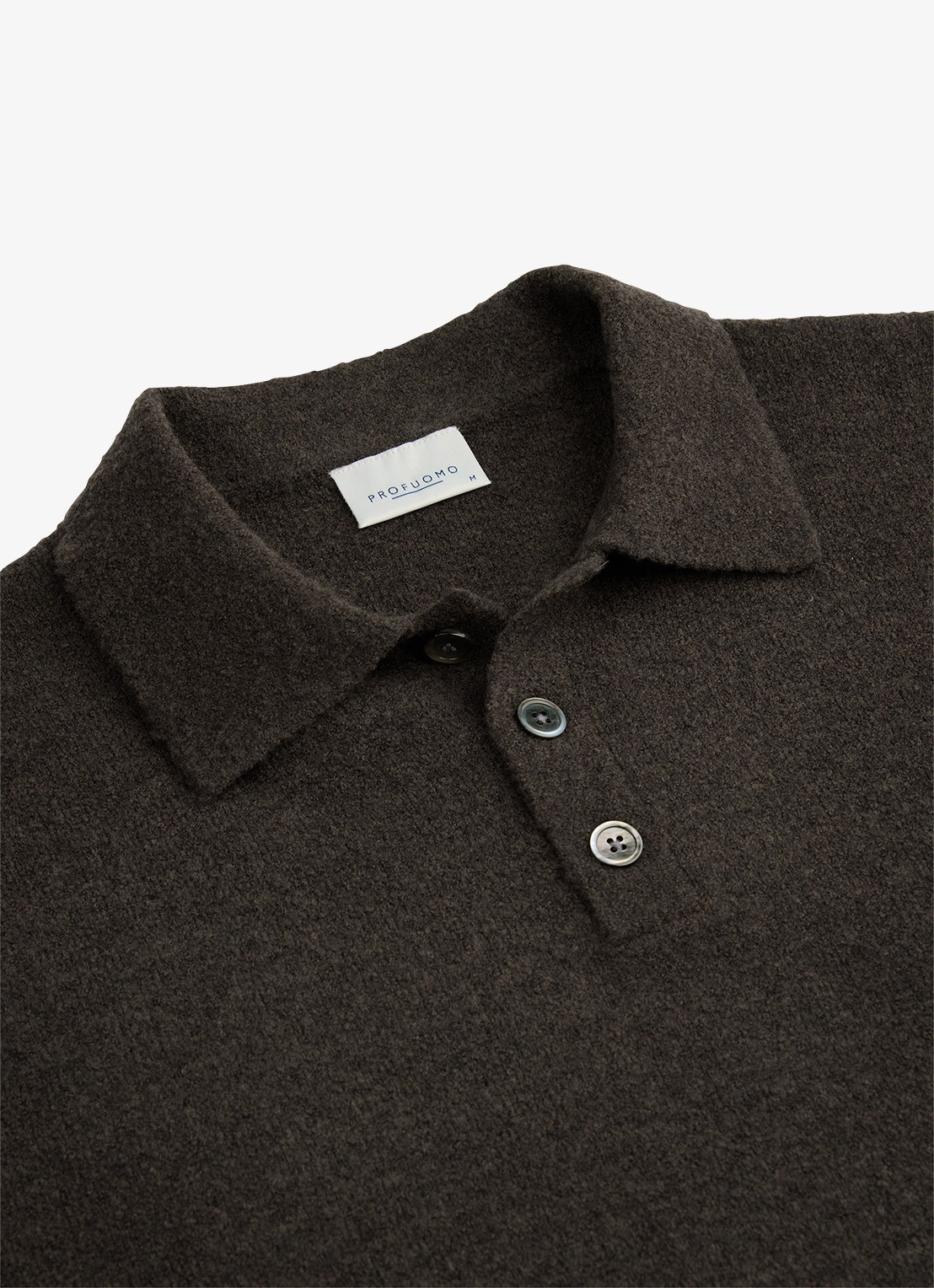 Profuomo Fijngebreide trui in wolblend met polokraag - detail 2 donkerbruin