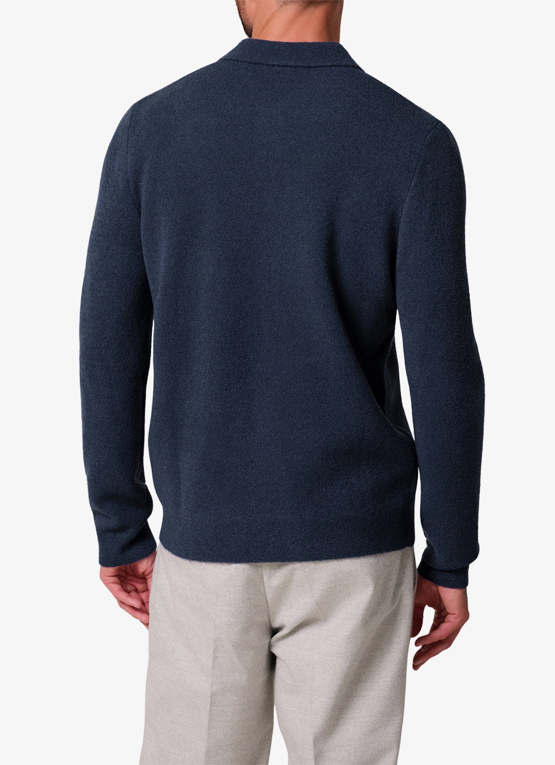 Profuomo Fijngebreide trui in wolblend met polokraag - achterkant 6 blauw