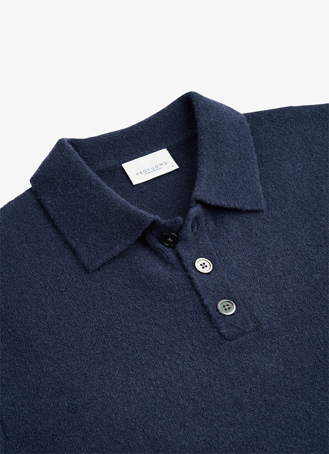 Profuomo Fijngebreide trui in wolblend met polokraag - detail 2 blauw