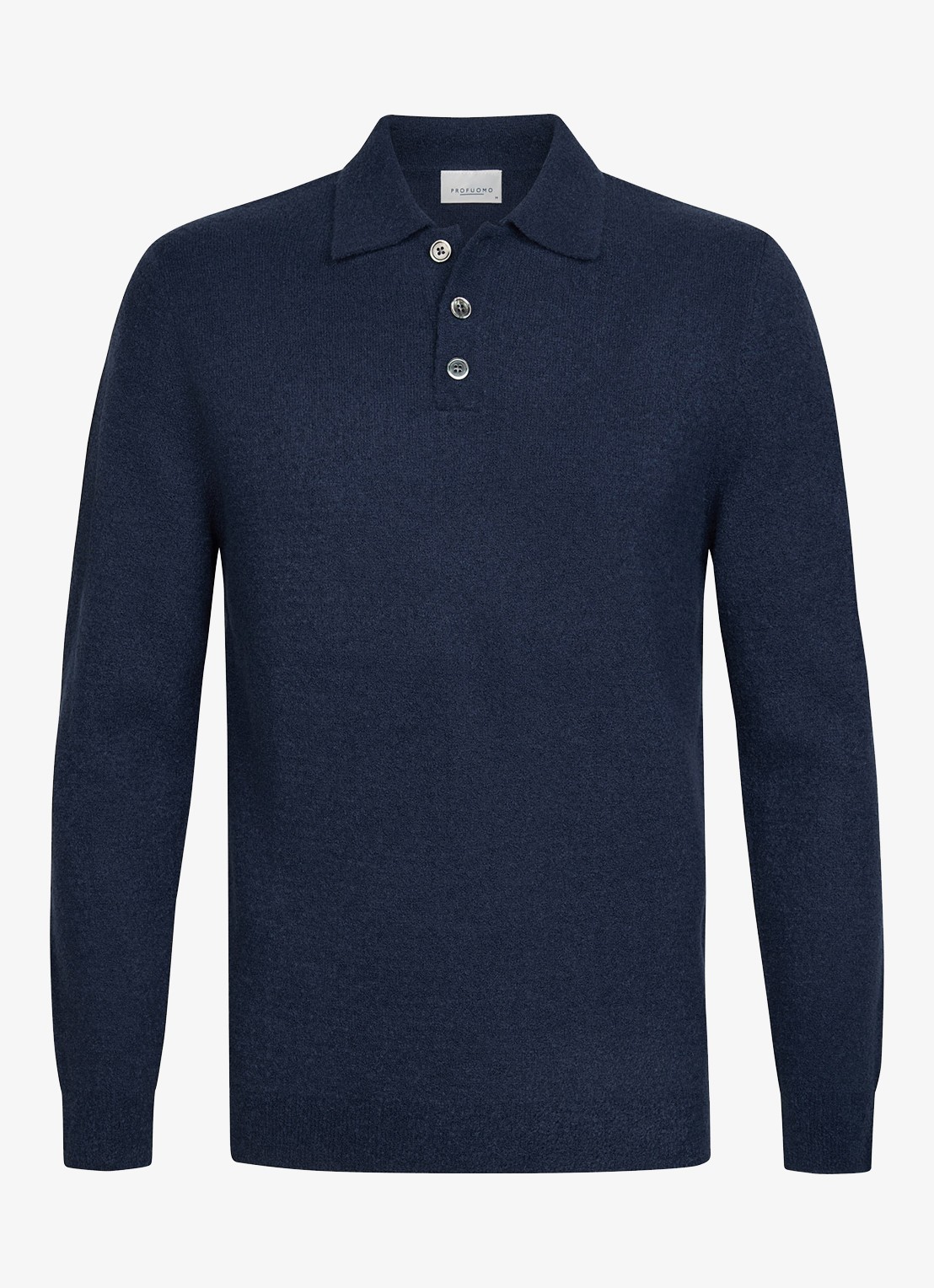 Profuomo Fijngebreide trui in wolblend met polokraag - voorkant 4 blauw