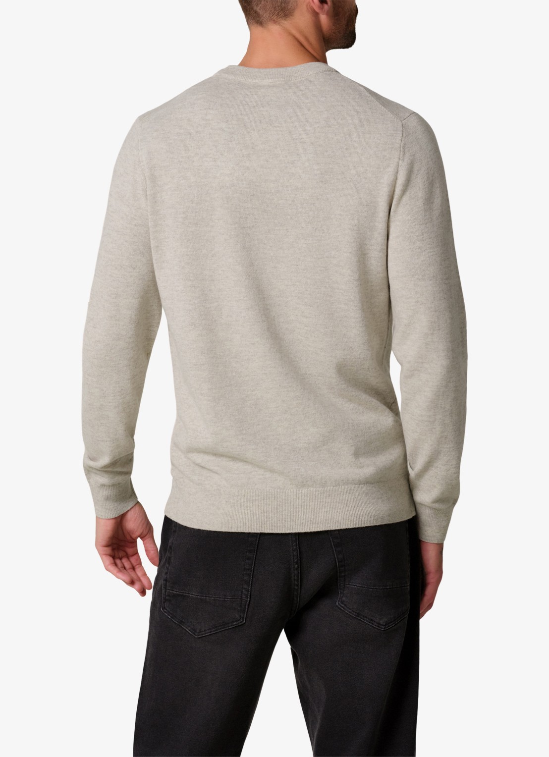 Profuomo Fijngebreide trui in wolblend met ronde hals - achterkant 3 beige