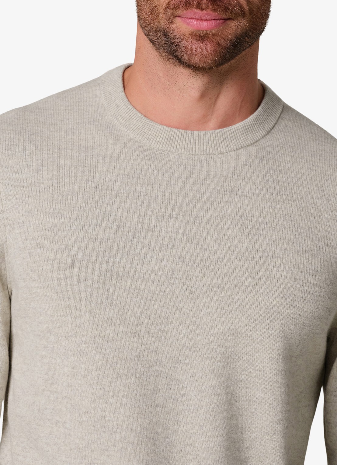 Profuomo Fijngebreide trui in wolblend met ronde hals - detail 6 beige