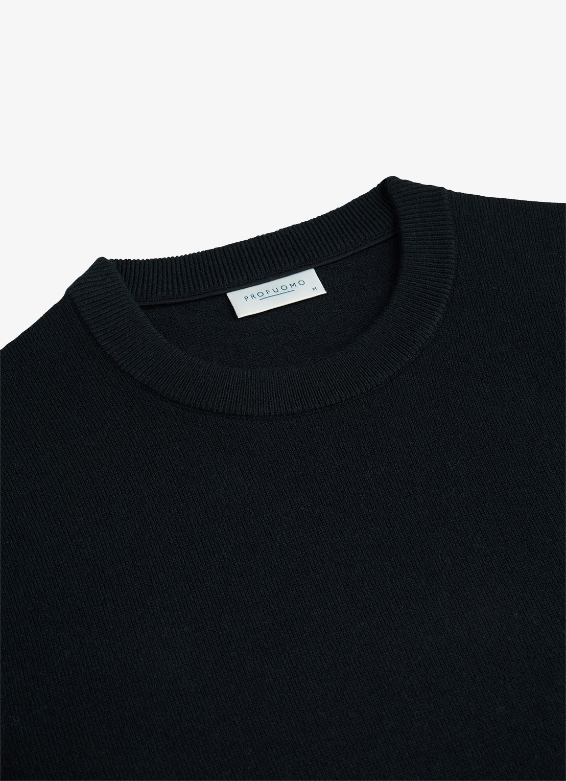 Profuomo Fijngebreide trui in wolblend met ronde hals - detail 5 donkerblauw