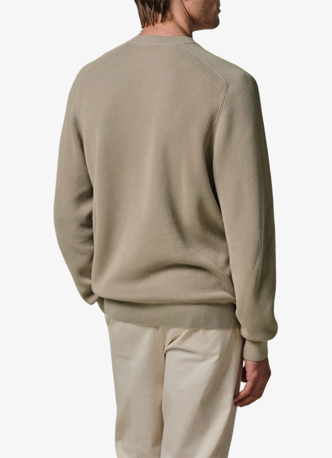 Profuomo Fijngebreide trui met ribstructuur - achterkant 6 beige