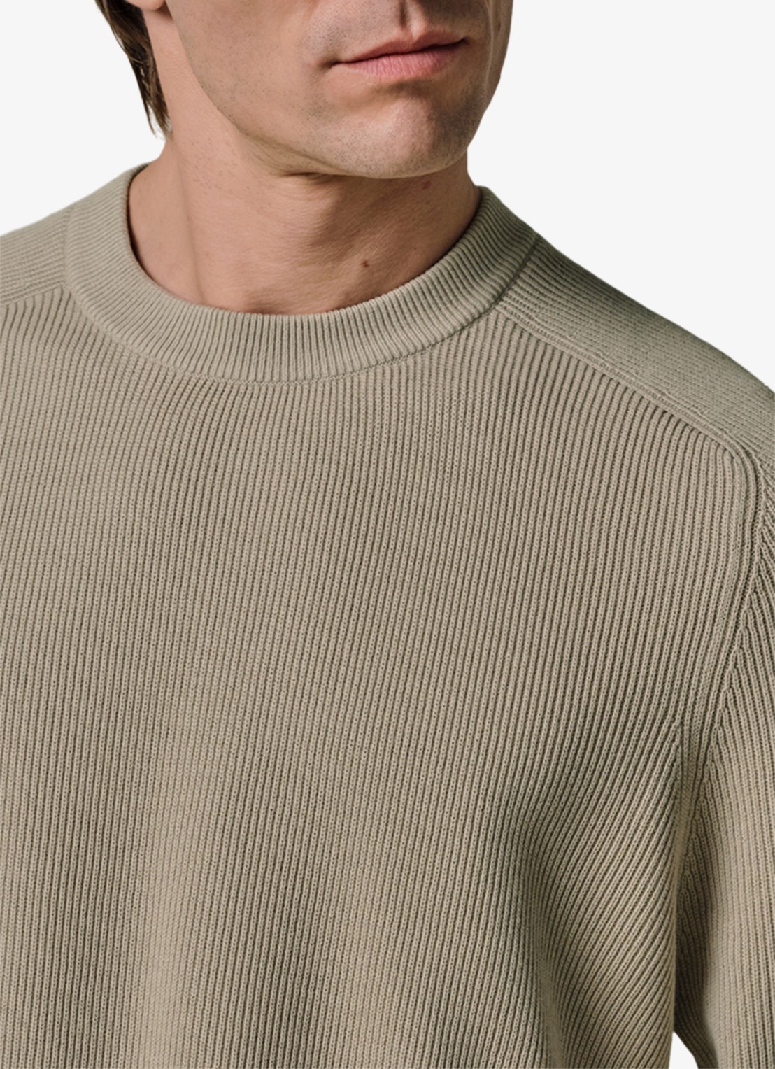 Profuomo Fijngebreide trui met ribstructuur - detail 2 beige