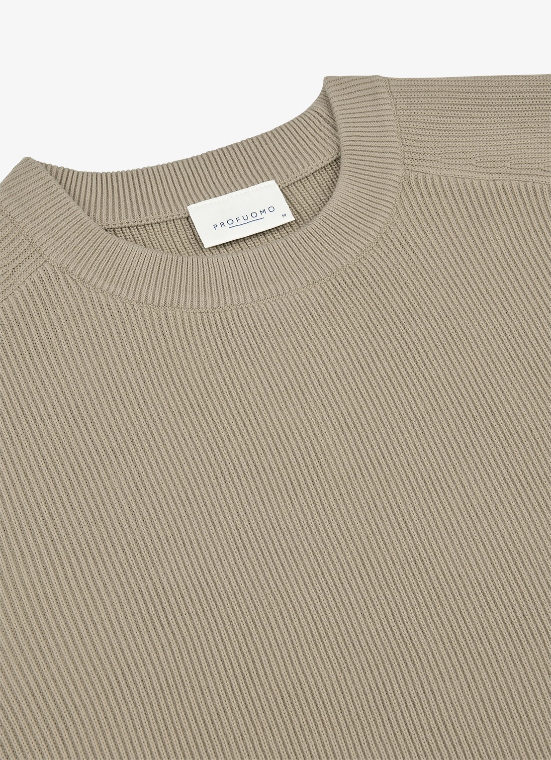 Profuomo Fijngebreide trui met ribstructuur - detail 3 beige