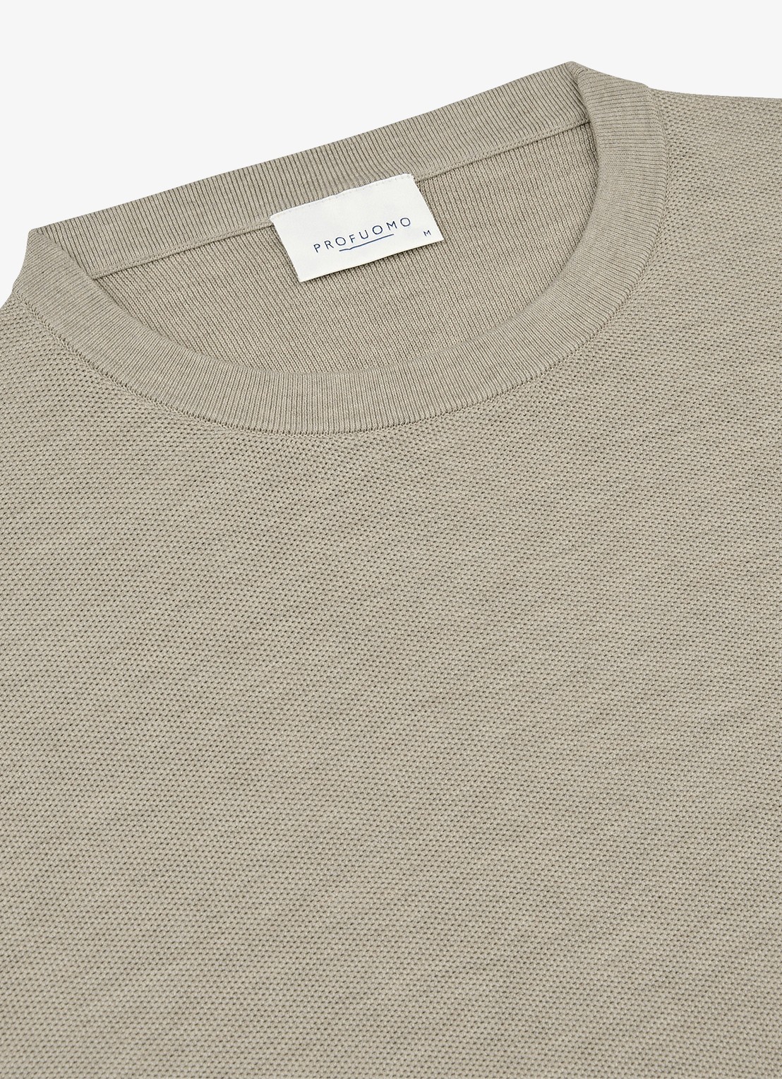 Profuomo Fijngebreide trui met ronde hals - detail 4 beige
