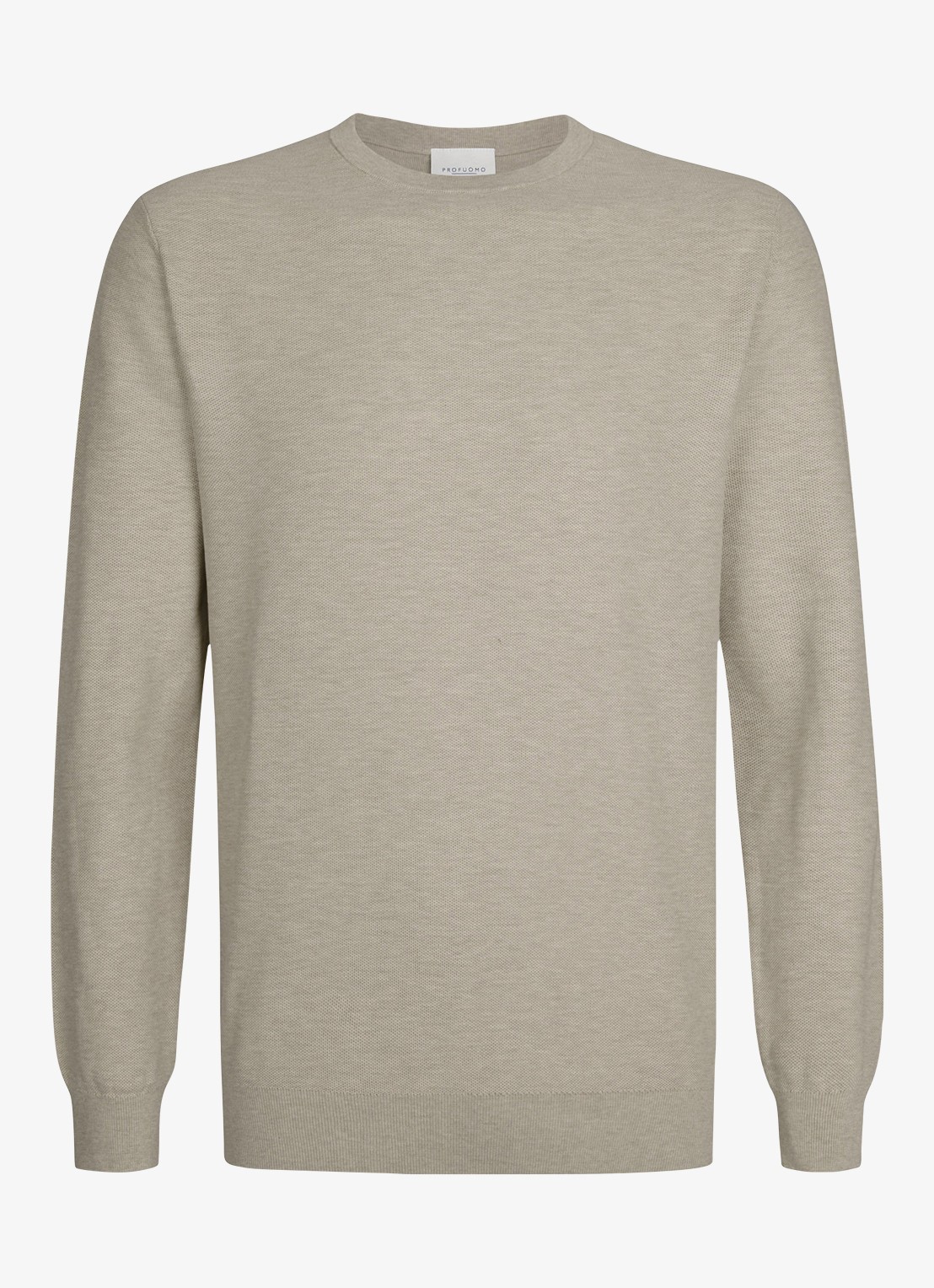 Profuomo Fijngebreide trui met ronde hals - voorkant 5 beige