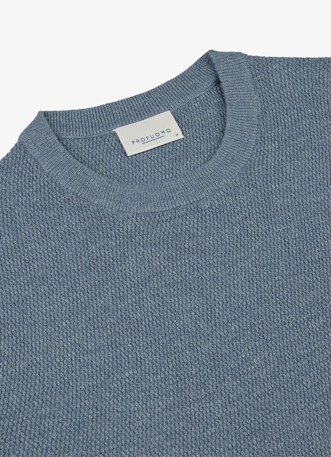 Profuomo Fijngebreide trui met structuur - detail blauwgrijs