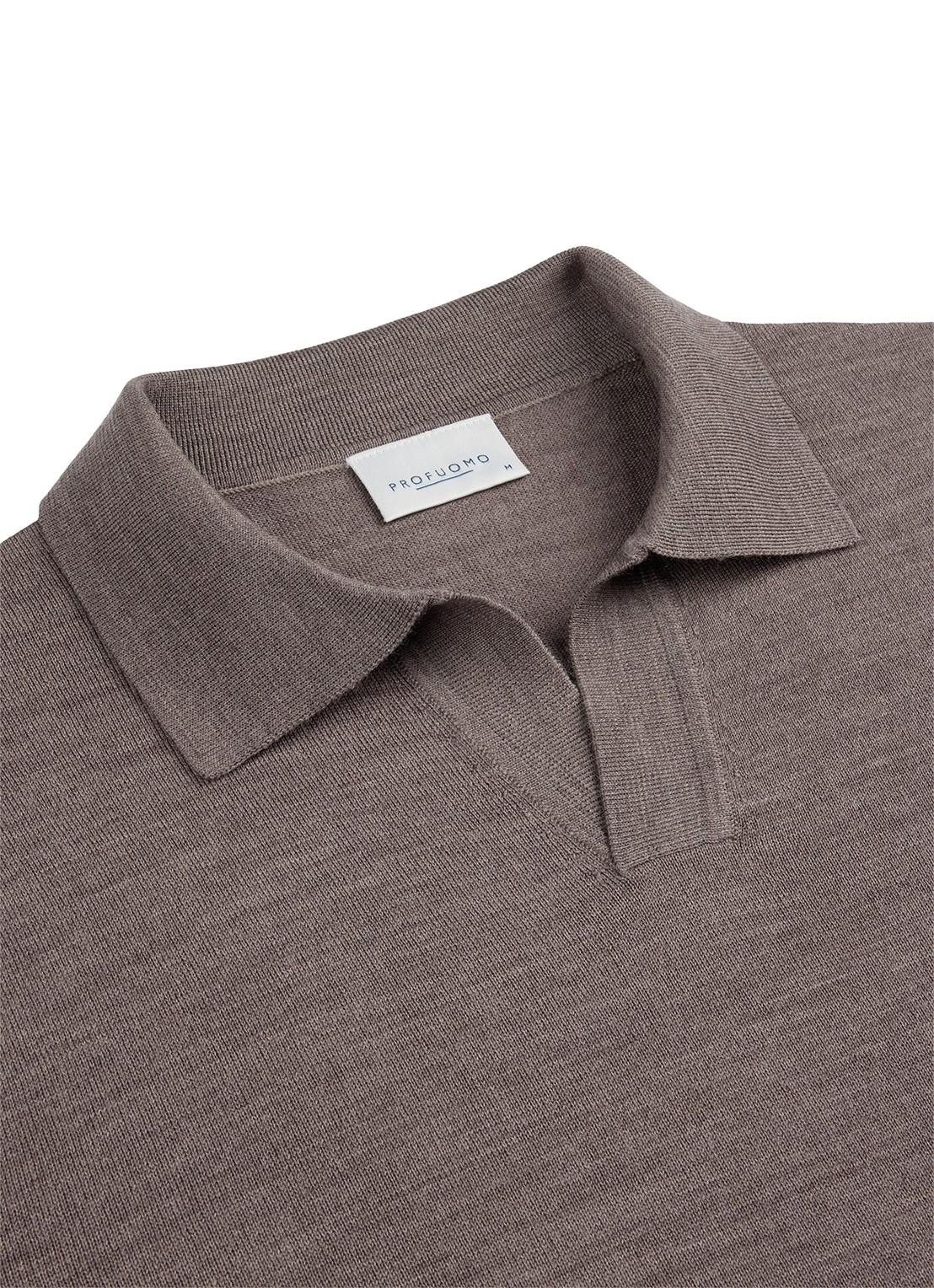 Profuomo Fijngebreide trui van merino wol - detail 5 taupe
