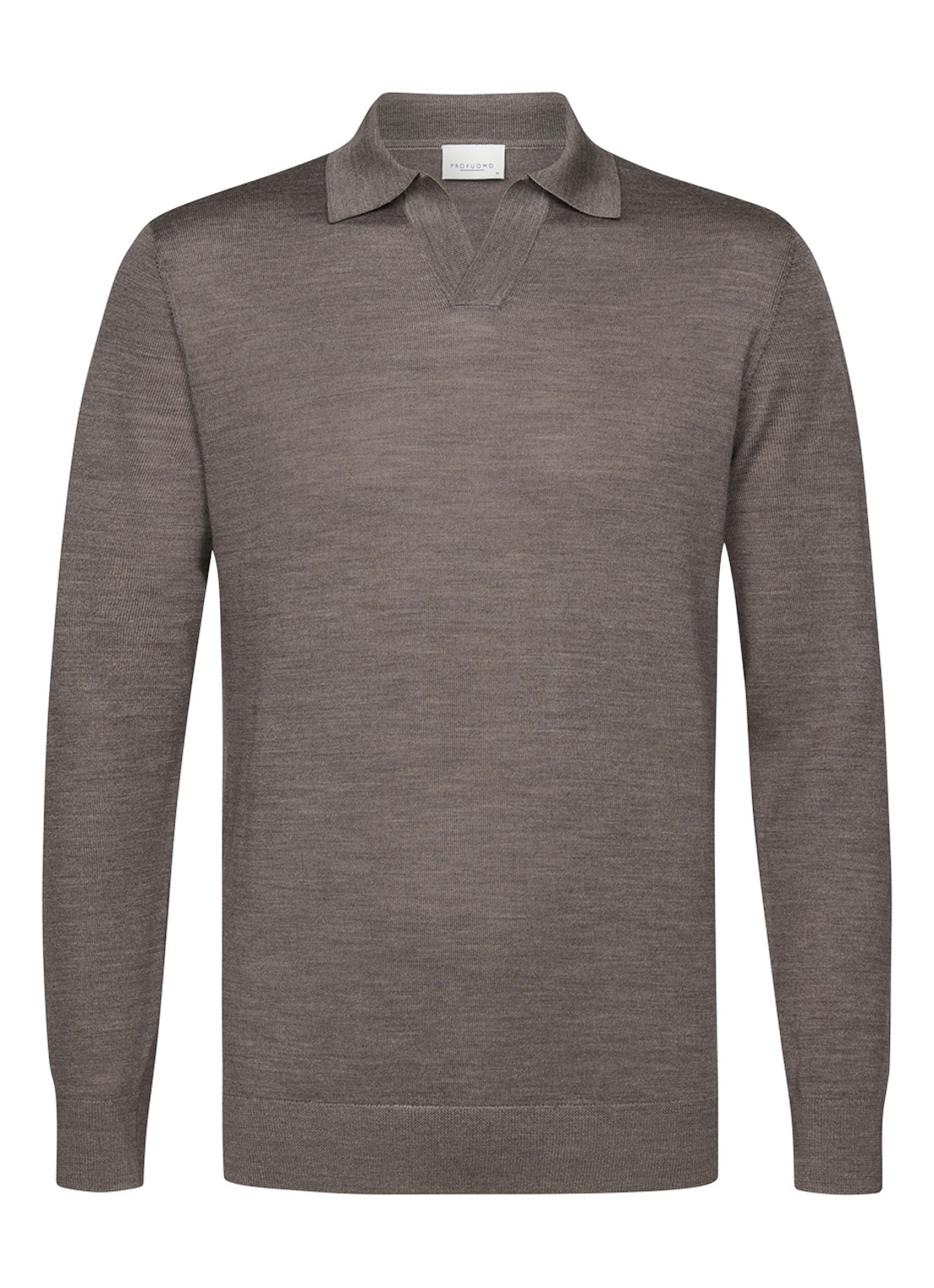 Profuomo Fijngebreide trui van merino wol - voorkant 2 taupe