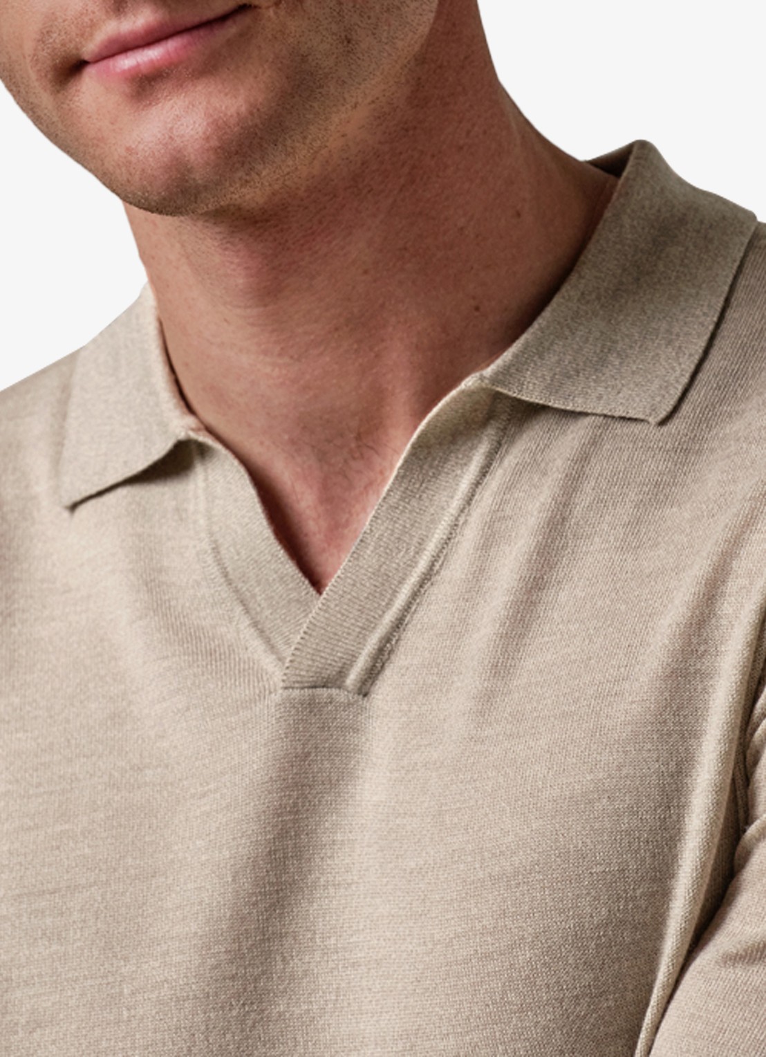Profuomo Fijngebreide trui van merino wol - detail 5 beige
