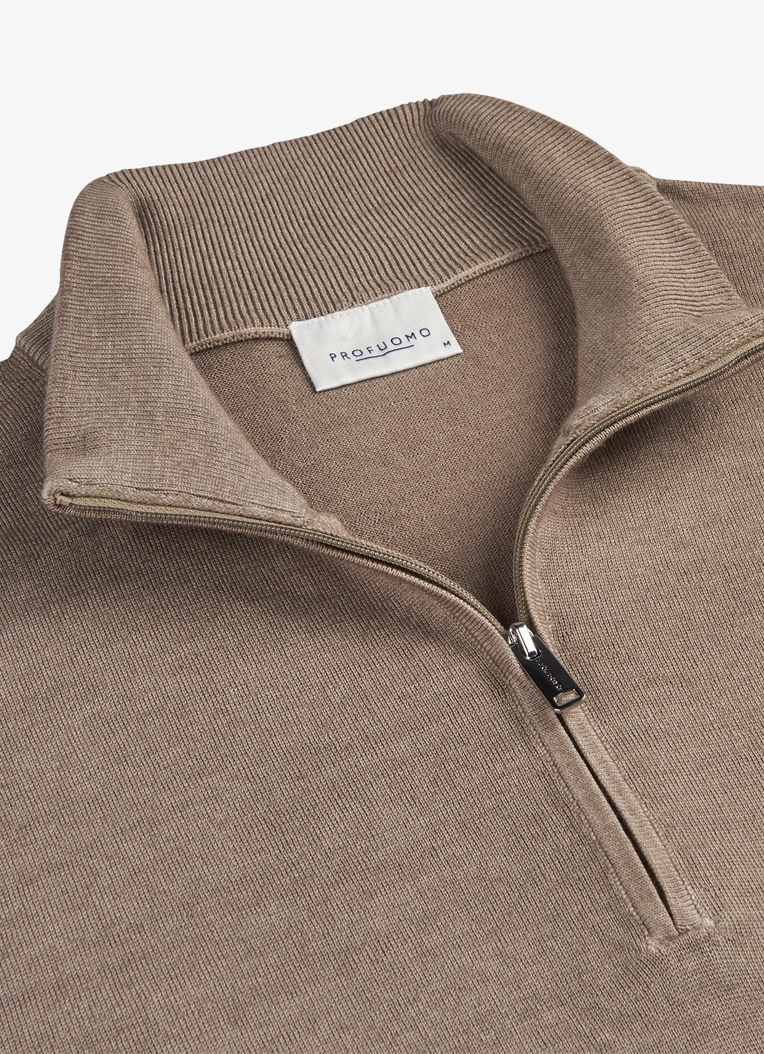 Profuomo Fijngebreide trui van merino wol - detail 5 beige