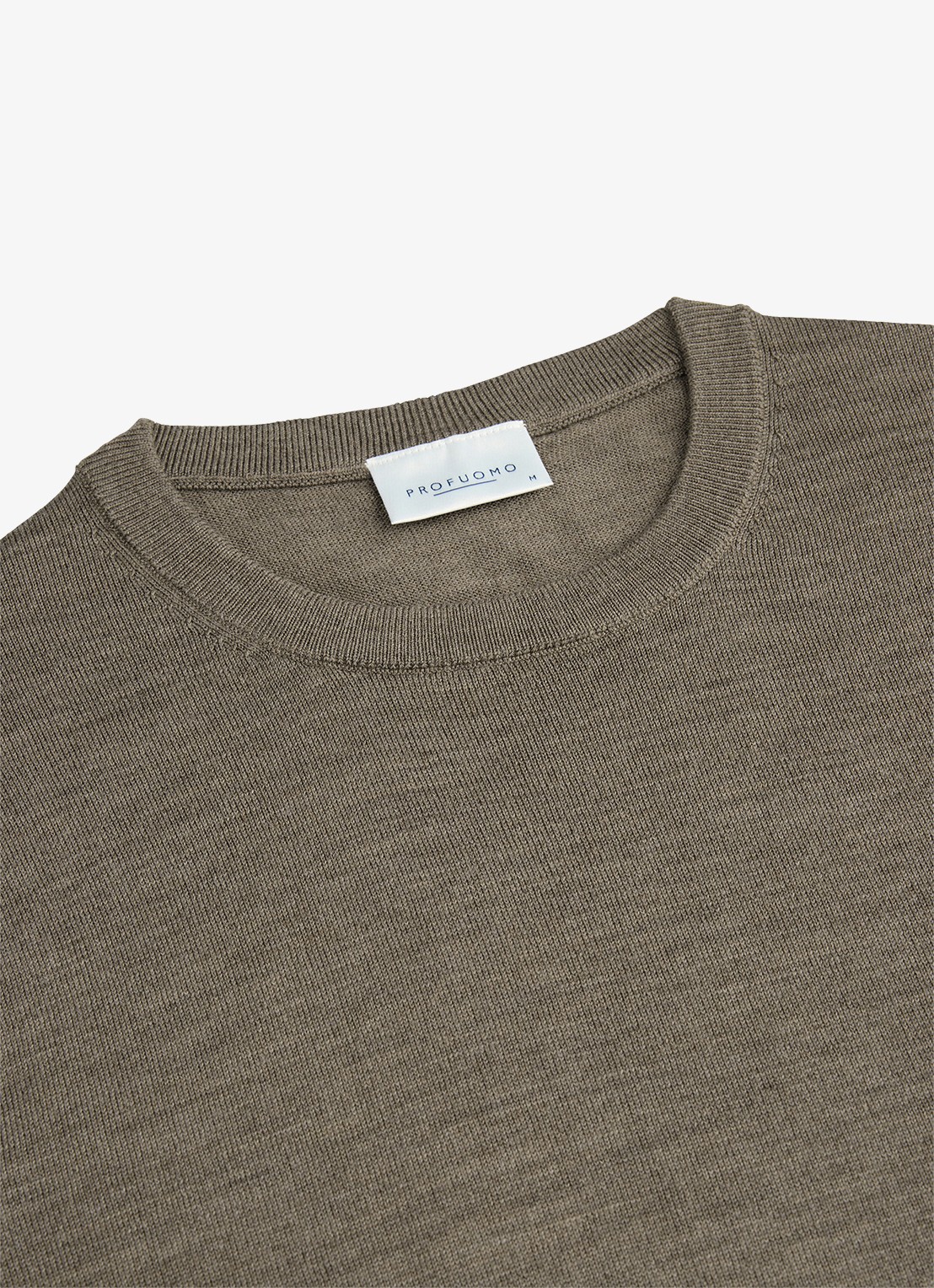 Profuomo Fijngebreide trui van merino wol - detail 2 taupe
