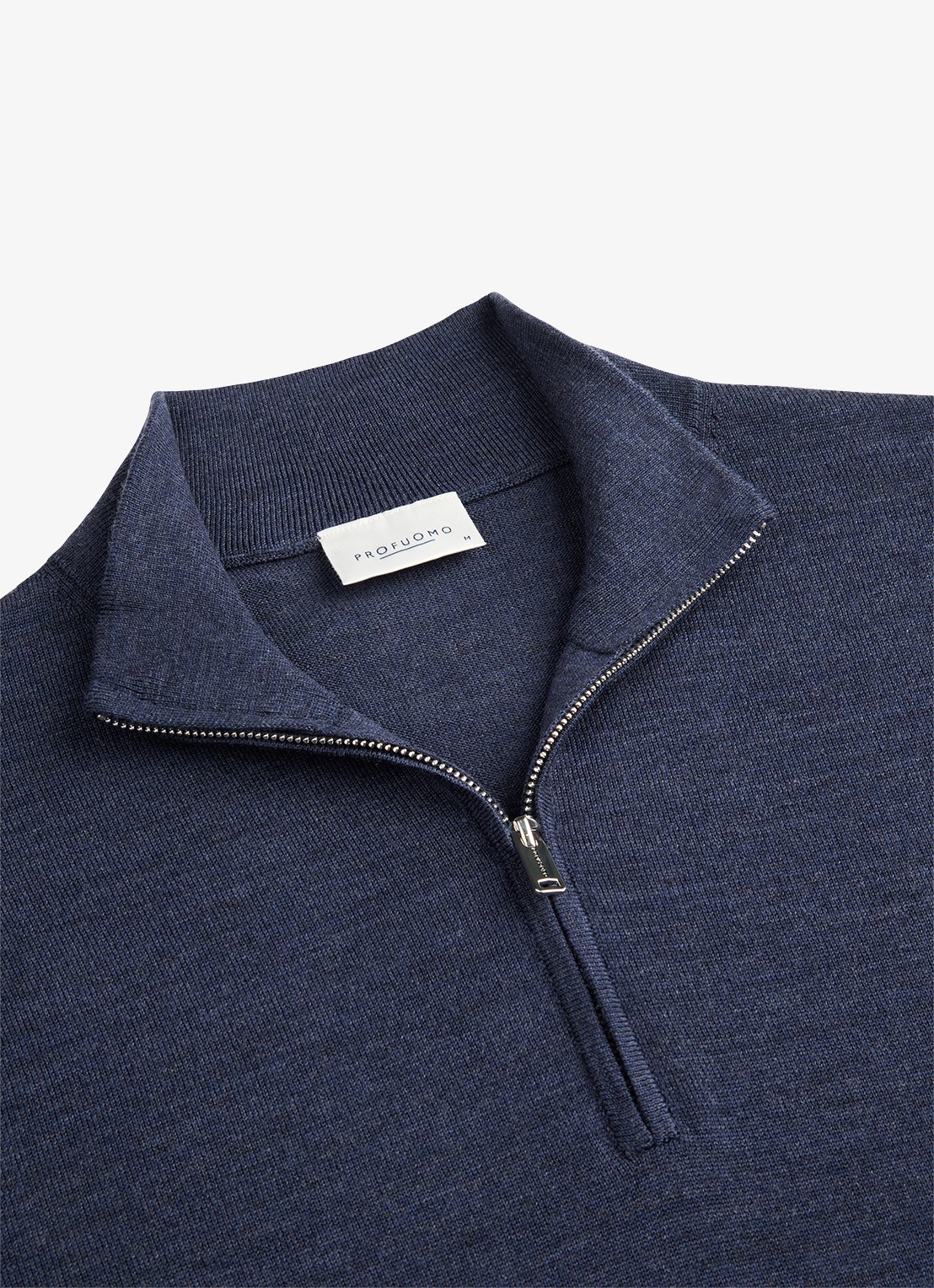 Profuomo Fijngebreide trui van wol met halve rits - detail 4 beige