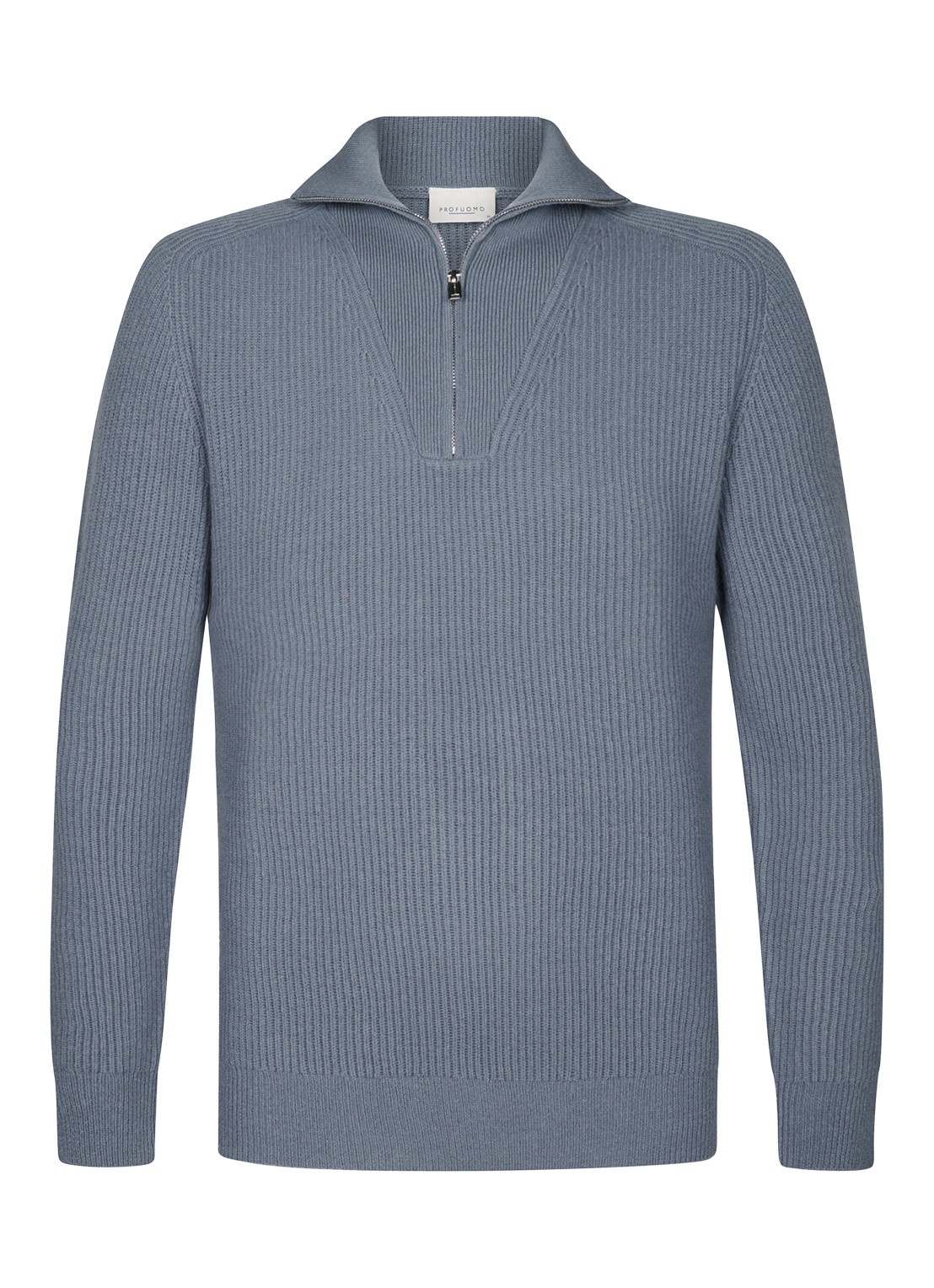 Profuomo Grofgebreide schippertrui van wol - voorkant 5 blauw