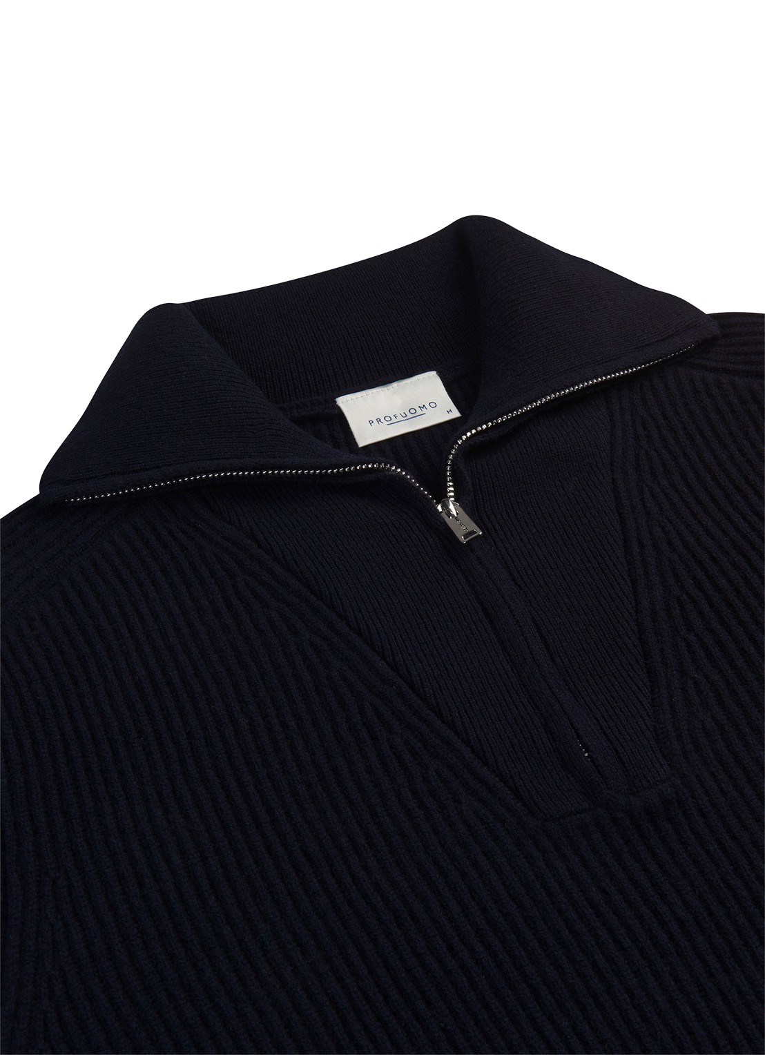 Profuomo Grofgebreide schippertrui van wol - detail 2 donkerblauw