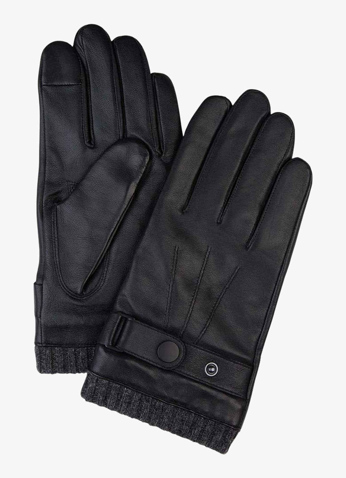 Profuomo Handschoenen van leer - voorkant 2 zwart