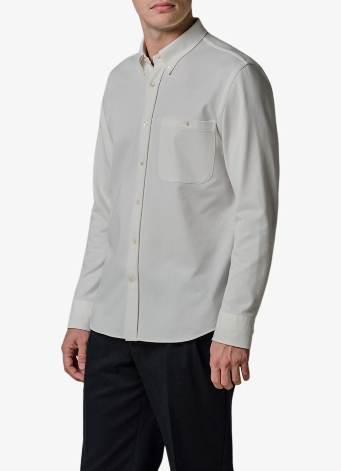 Profuomo Japanese knitted slim fit overhemd - detail 4 wit