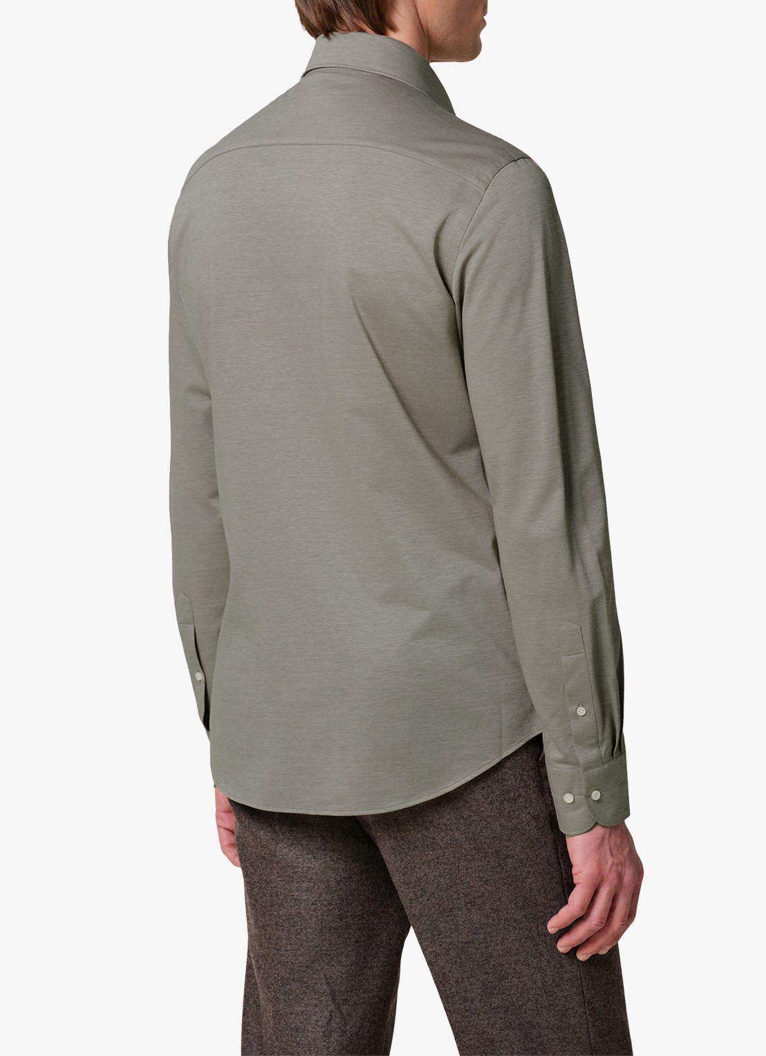 Profuomo Japanese knitted slim fit overhemd - achterkant bruin