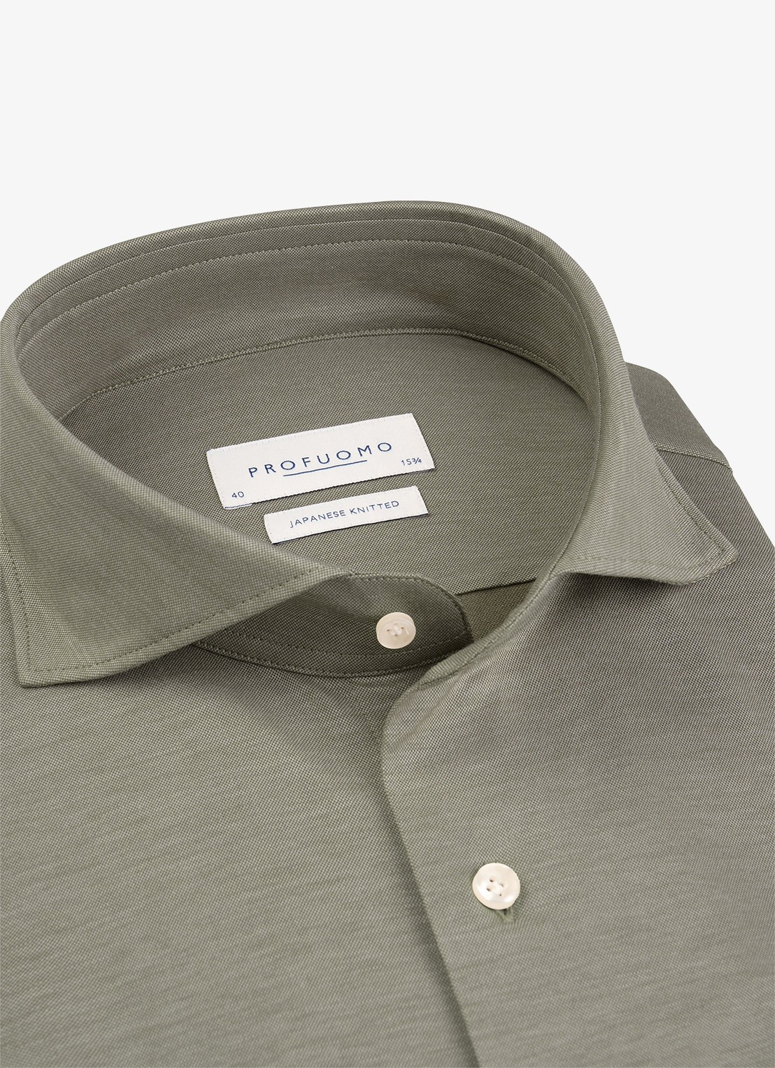 Profuomo Japanese knitted slim fit overhemd - detail 3 bruin