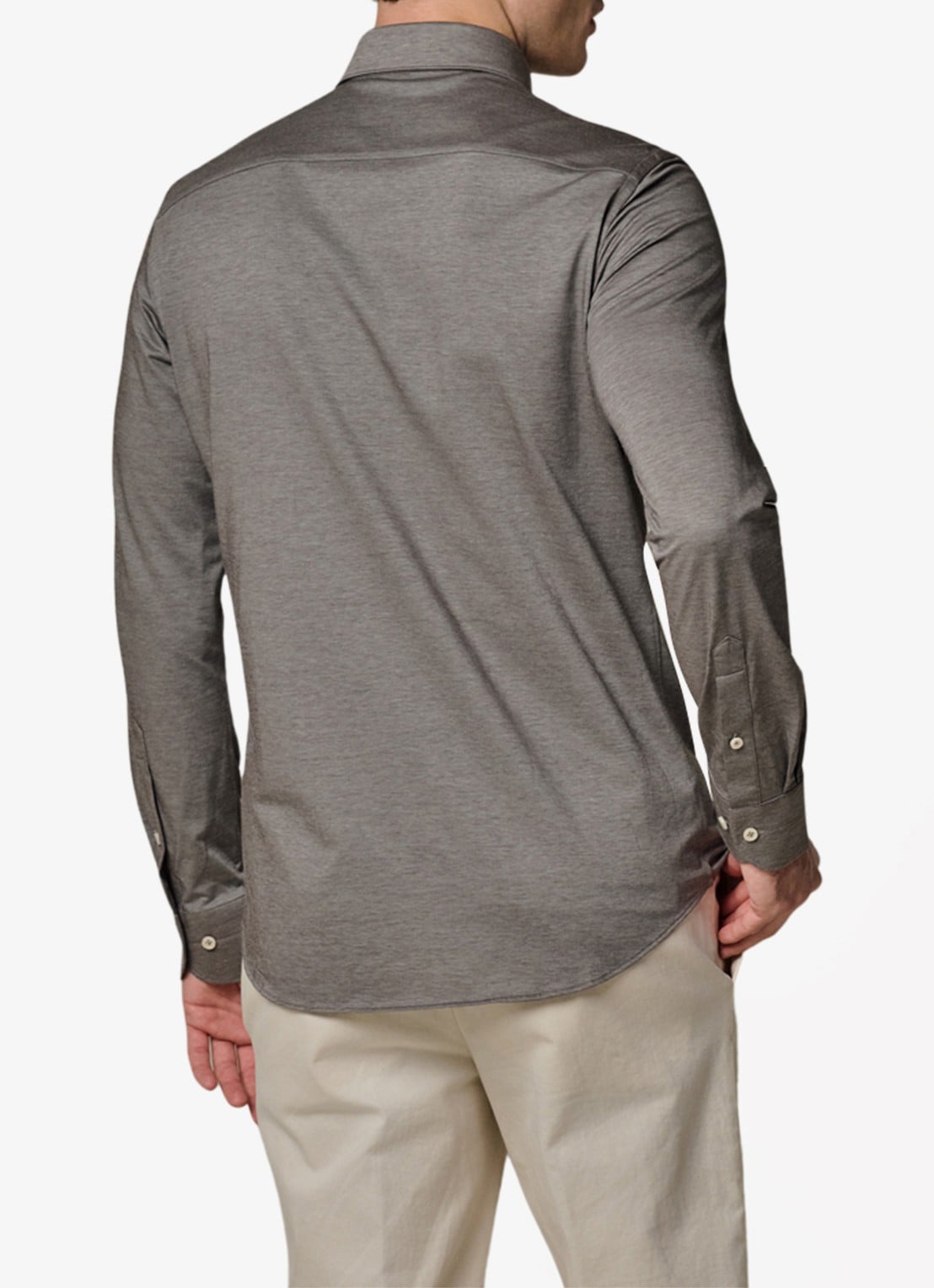 Profuomo Japanese knitted slim fit shirt - achterkant middenbruin