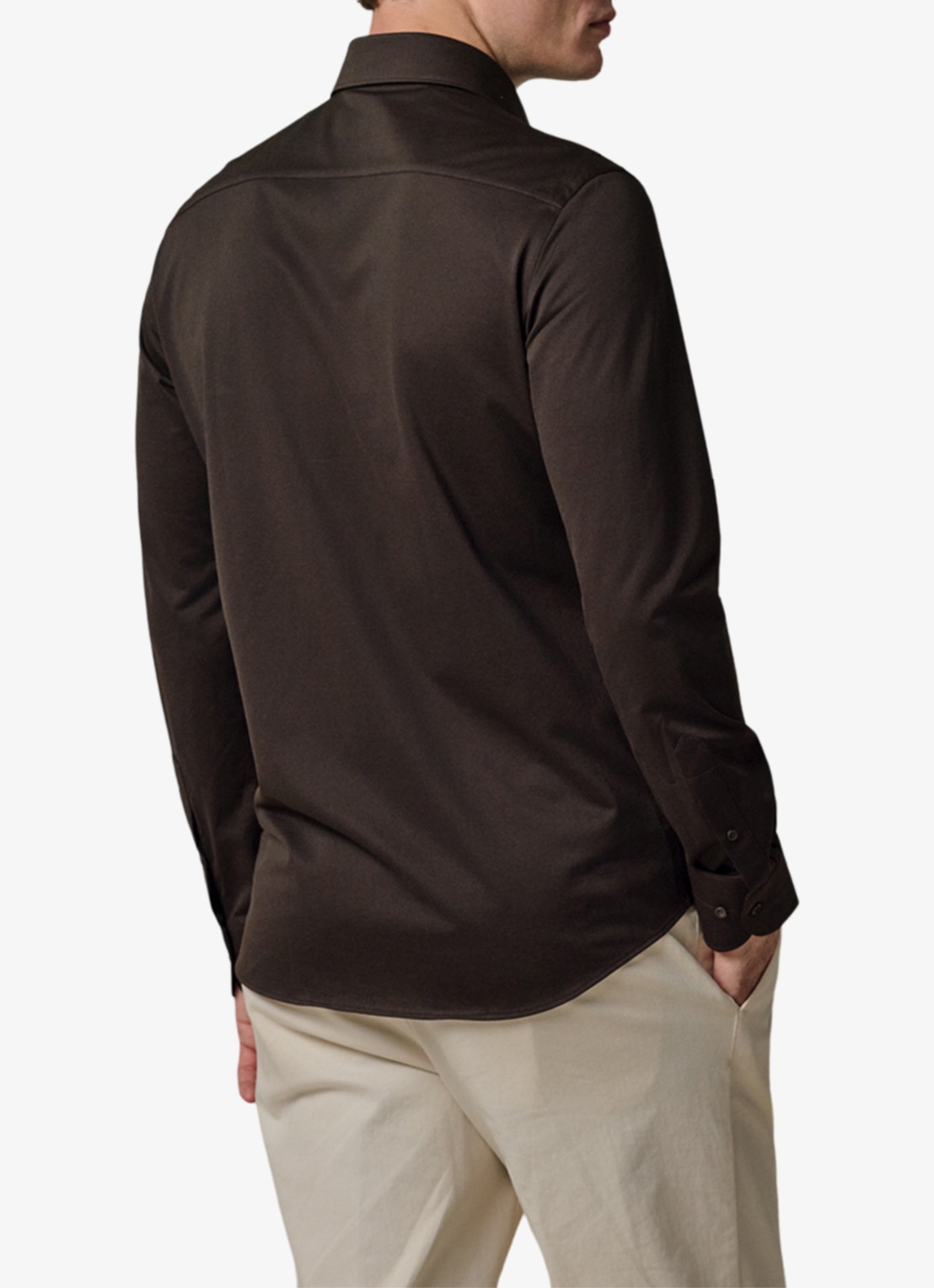 Profuomo Japanese knitted slim fit shirt - achterkant 5 bruin