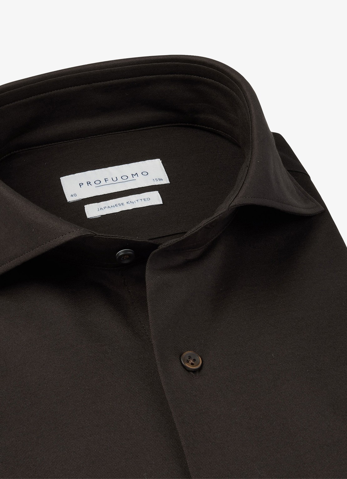 Profuomo Japanese knitted slim fit shirt - detail 4 bruin
