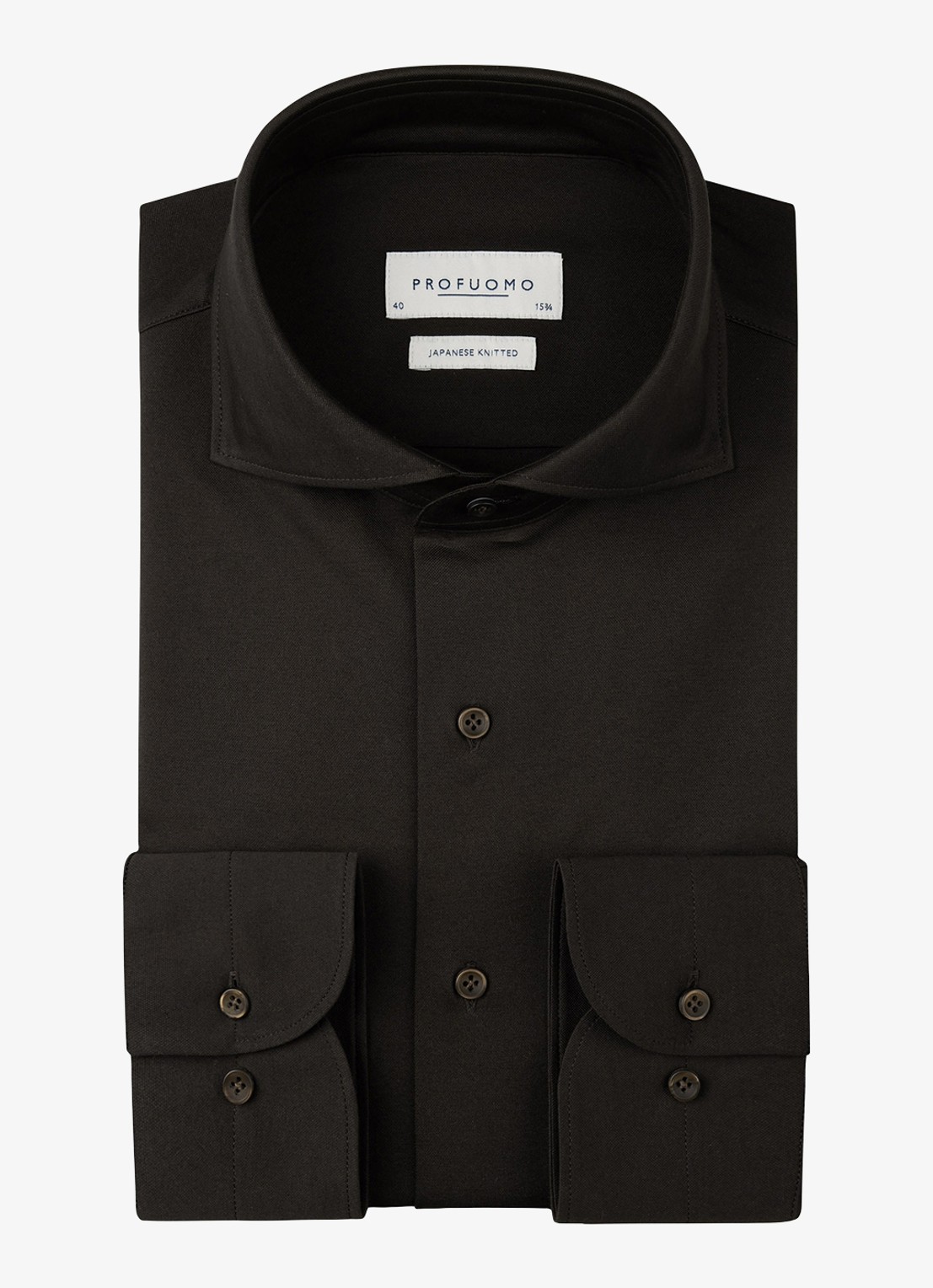 Profuomo Japanese knitted slim fit shirt - voorkant bruin