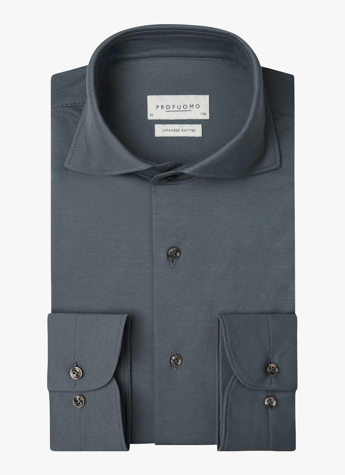 Profuomo Japanese knitted slim fit shirt - voorkant denim