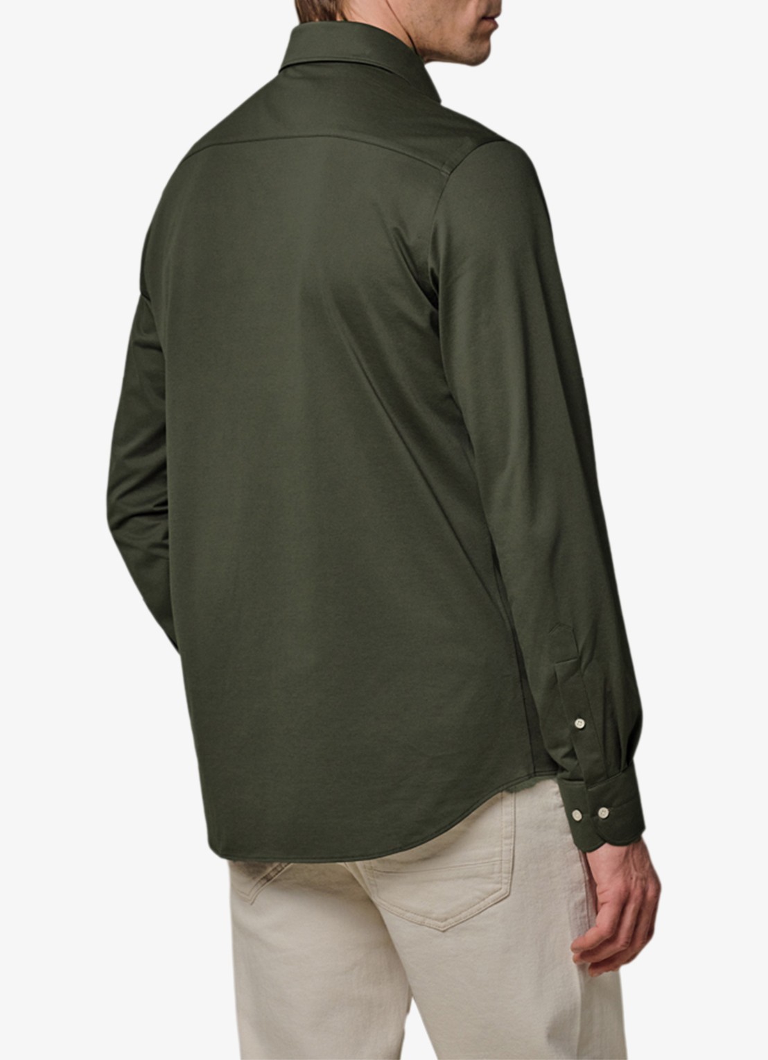 Profuomo Japanese knitted slim fit shirt - achterkant 3 donkergroen