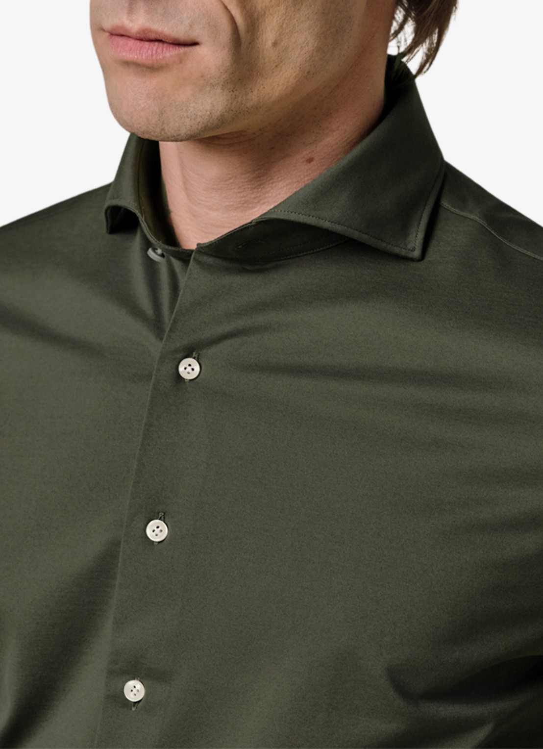 Profuomo Japanese knitted slim fit shirt - detail 5 donkergroen