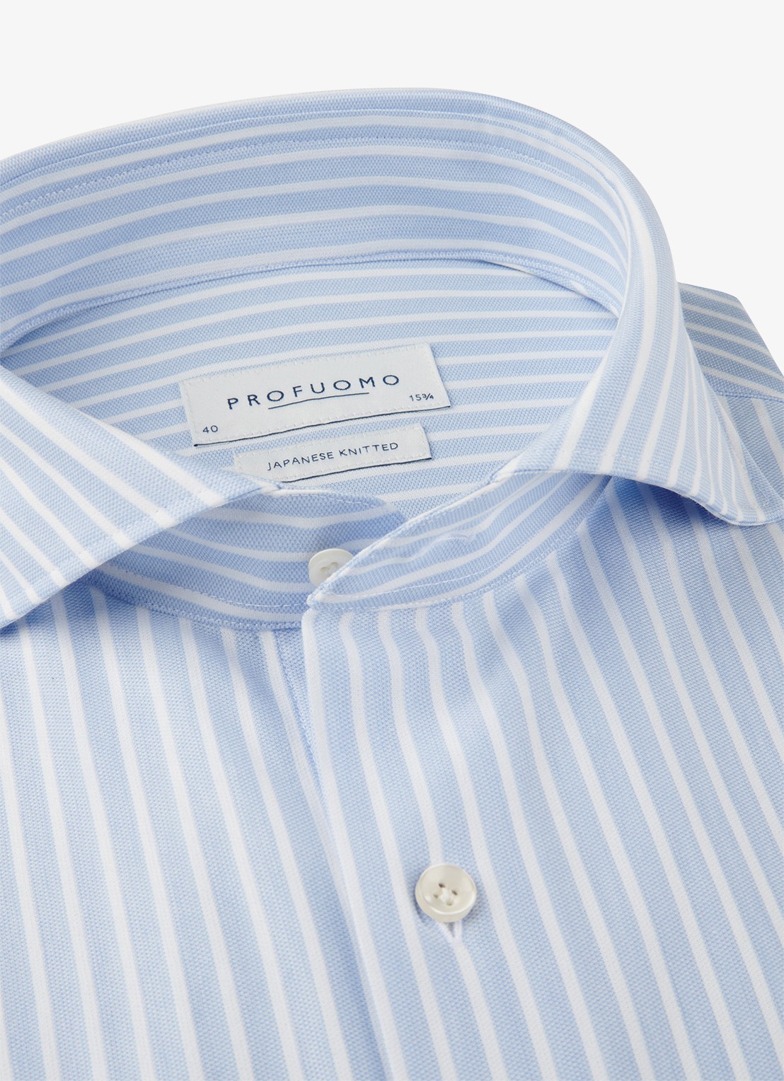 Profuomo Japanese knitted slim fit shirt - detail 2 lichtblauw