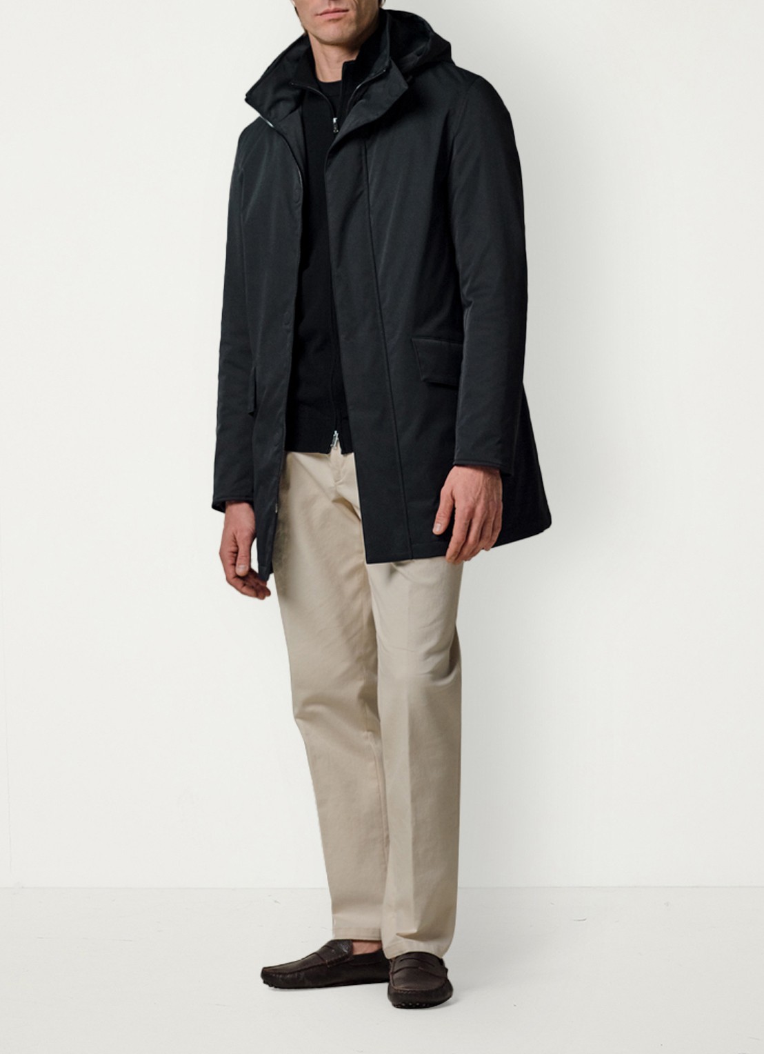 Profuomo Jas met capuchon - voorkant 3 donkerblauw