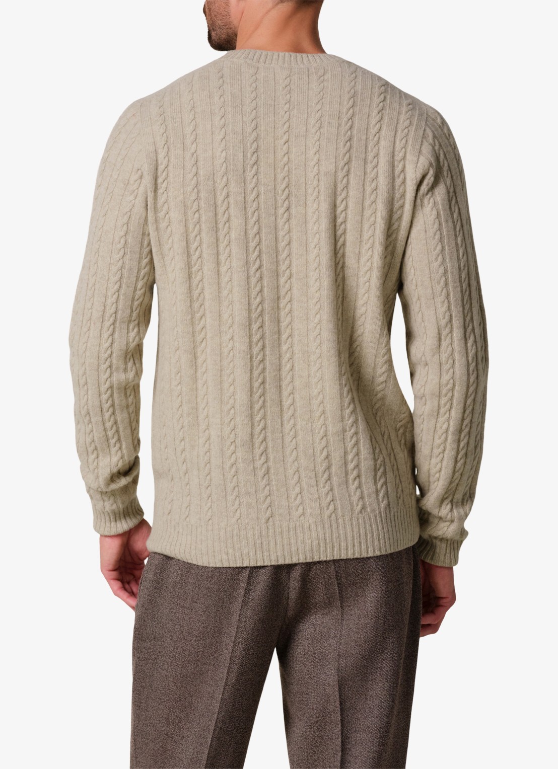 Profuomo Kabelgebreide trui in kasjmieblend - achterkant 6 beige