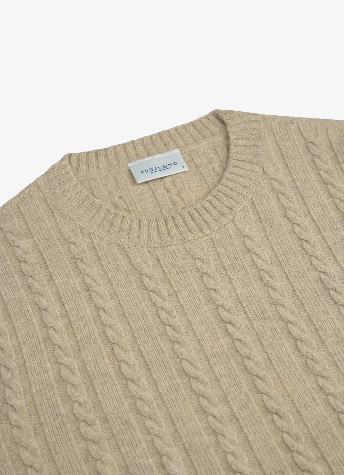Profuomo Kabelgebreide trui in kasjmieblend - detail 4 beige