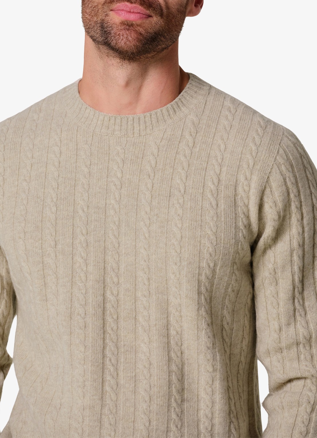 Profuomo Kabelgebreide trui in kasjmieblend - detail 5 beige