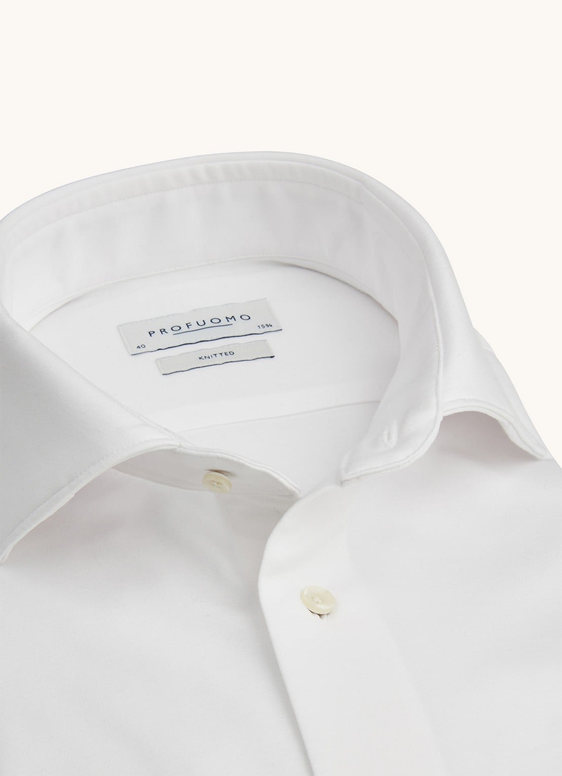 Profuomo Knitted slim fit overhemd met stretch  - detail wit