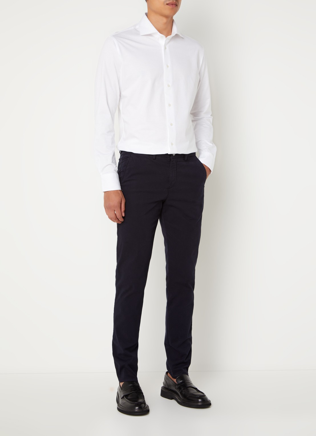 Profuomo Knitted slim fit overhemd met stretch  - voorkant 6 wit