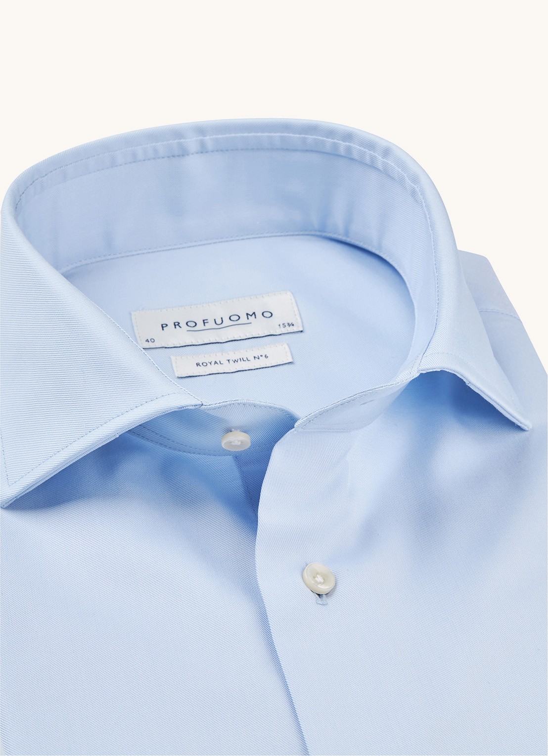 Profuomo Lichtblauw slim fit overhemd met wide spread-kraag - detail 3 lichtblauw