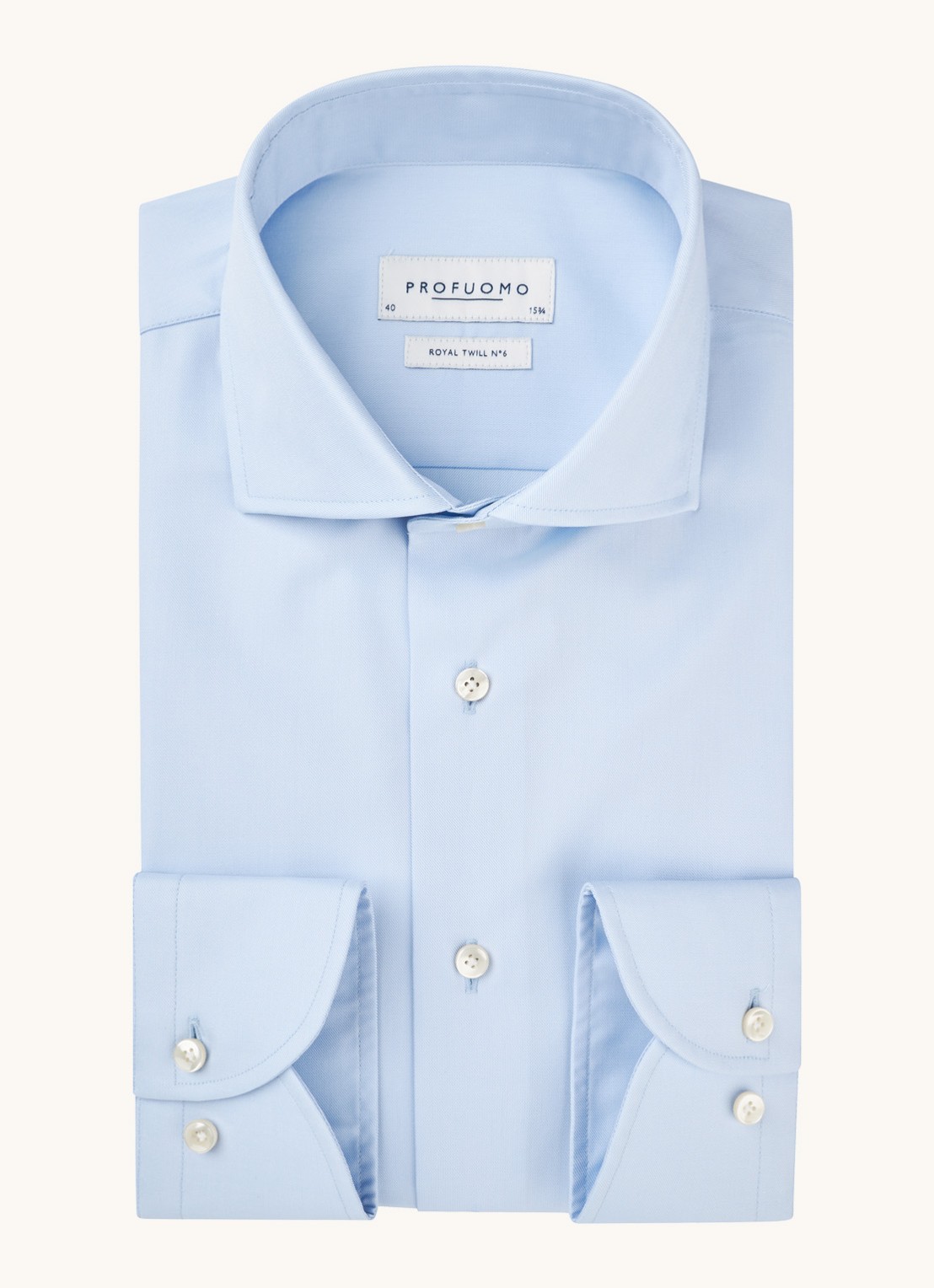 Profuomo Lichtblauw slim fit overhemd met wide spread-kraag - voorkant 5 lichtblauw