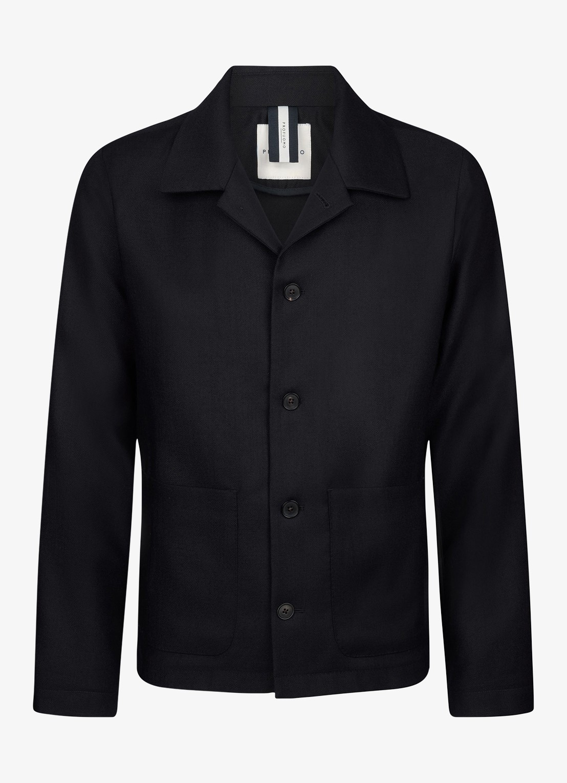 Profuomo Light wol overshirt - detail 4 donkerblauw