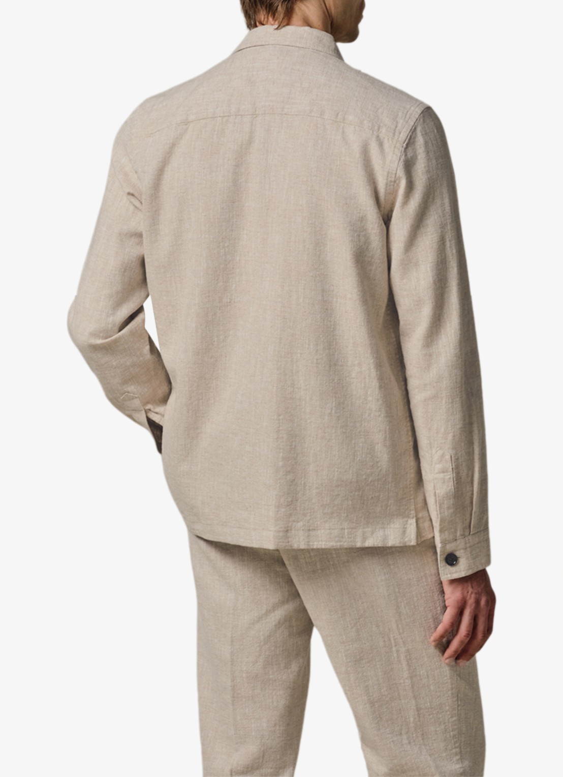 Profuomo Linen katoenen overshirt - achterkant beige