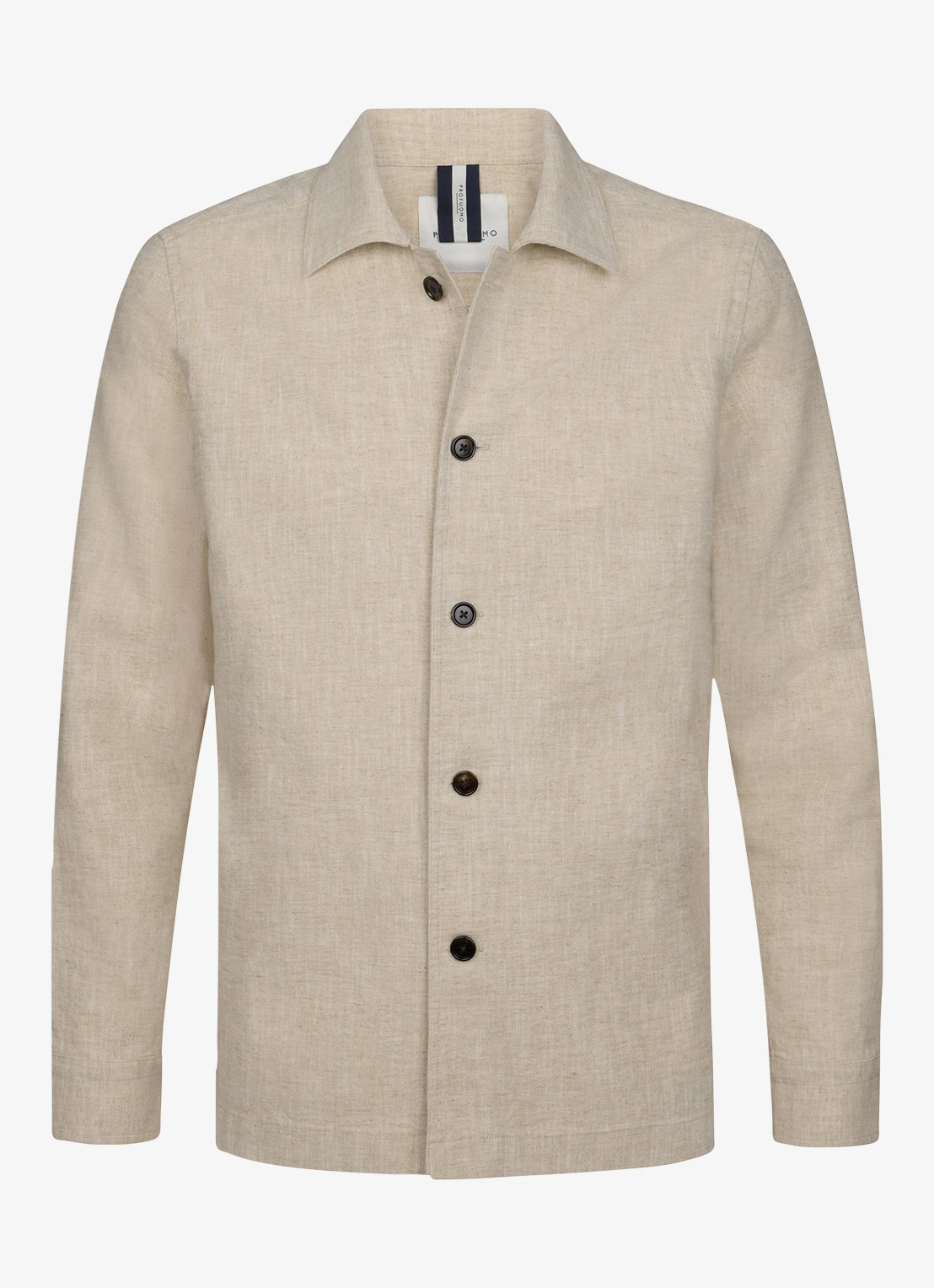 Profuomo Linen katoenen overshirt - detail 3 beige