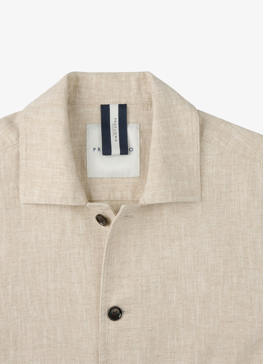 Profuomo Linen katoenen overshirt - detail 4 beige