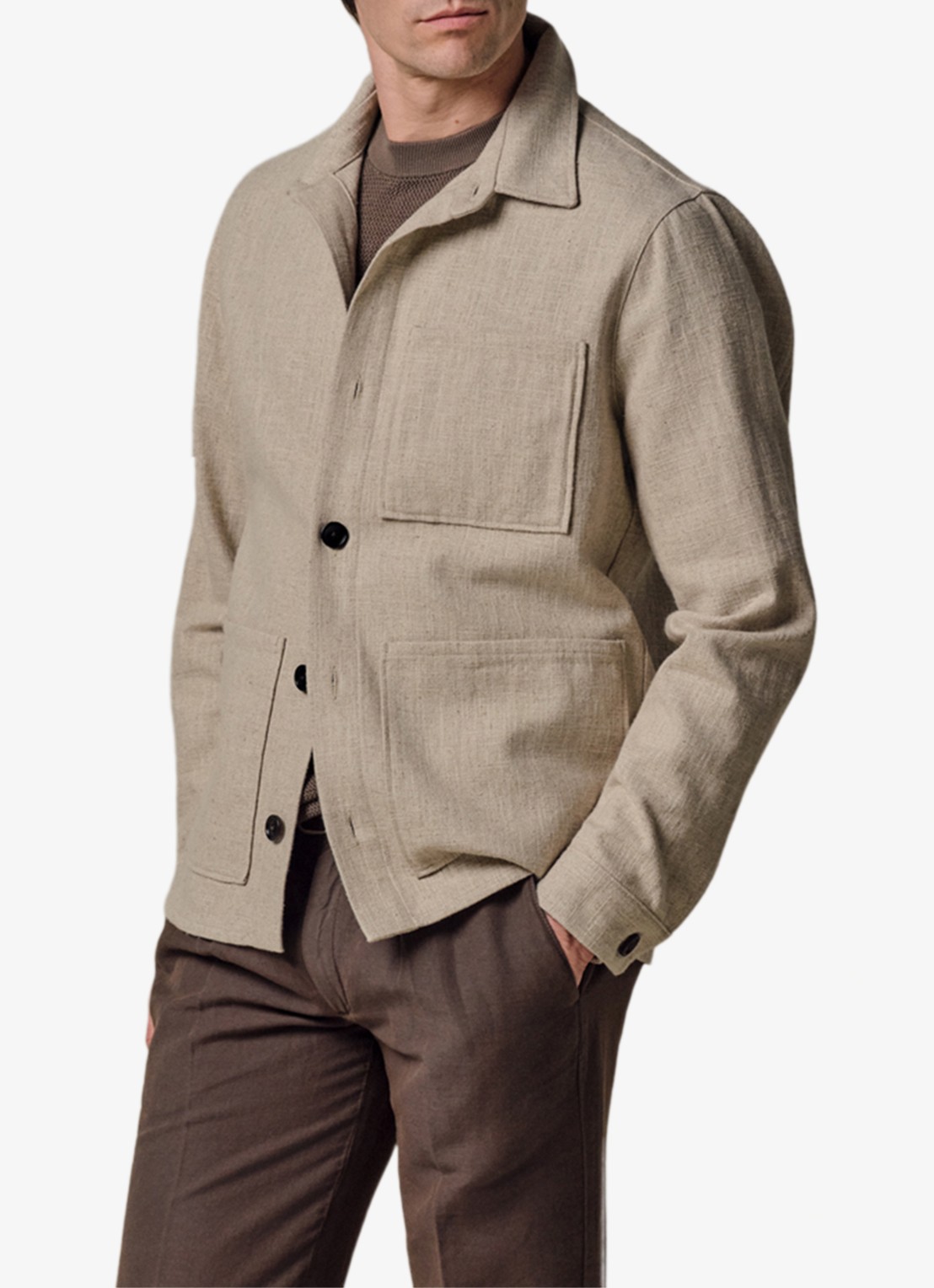 Profuomo Linen overshirt - detail 4 beige