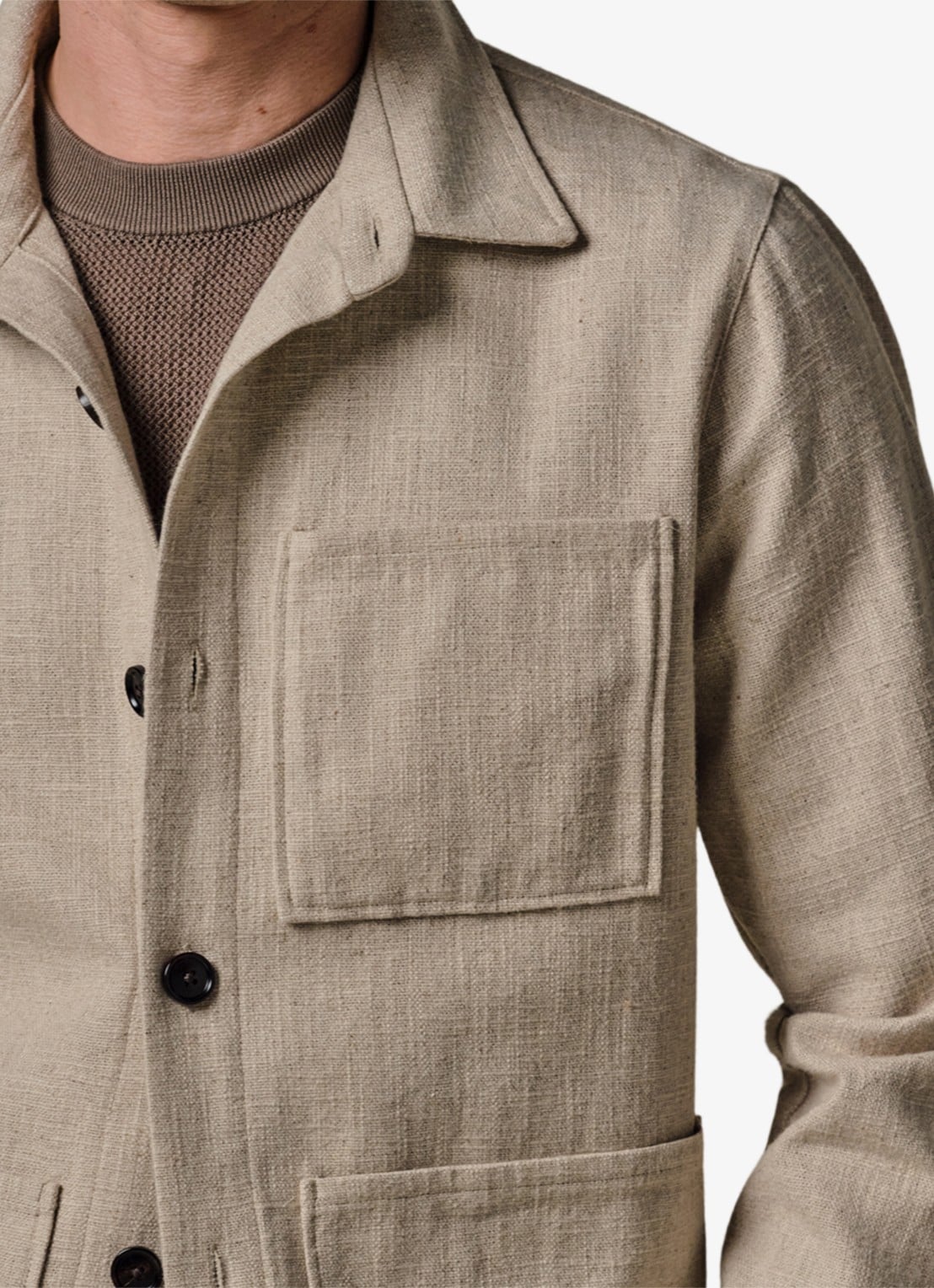 Profuomo Linen overshirt - voorkant beige