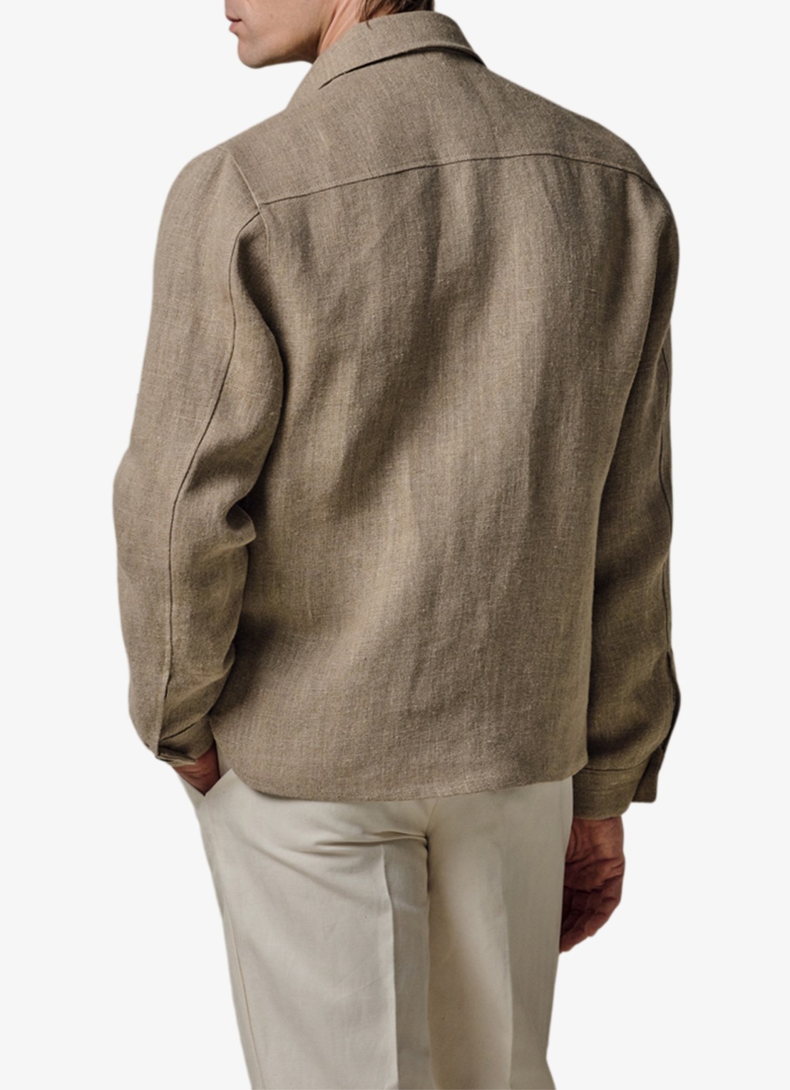 Profuomo Linen overshirt - achterkant 6 beige