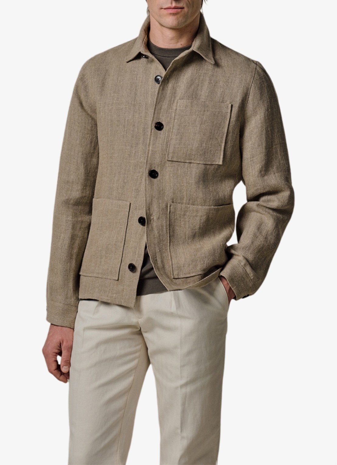 Profuomo Linen overshirt - detail 3 beige