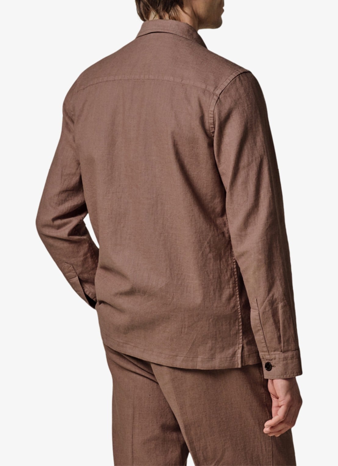 Profuomo Linen overshirt - achterkant 5 clay